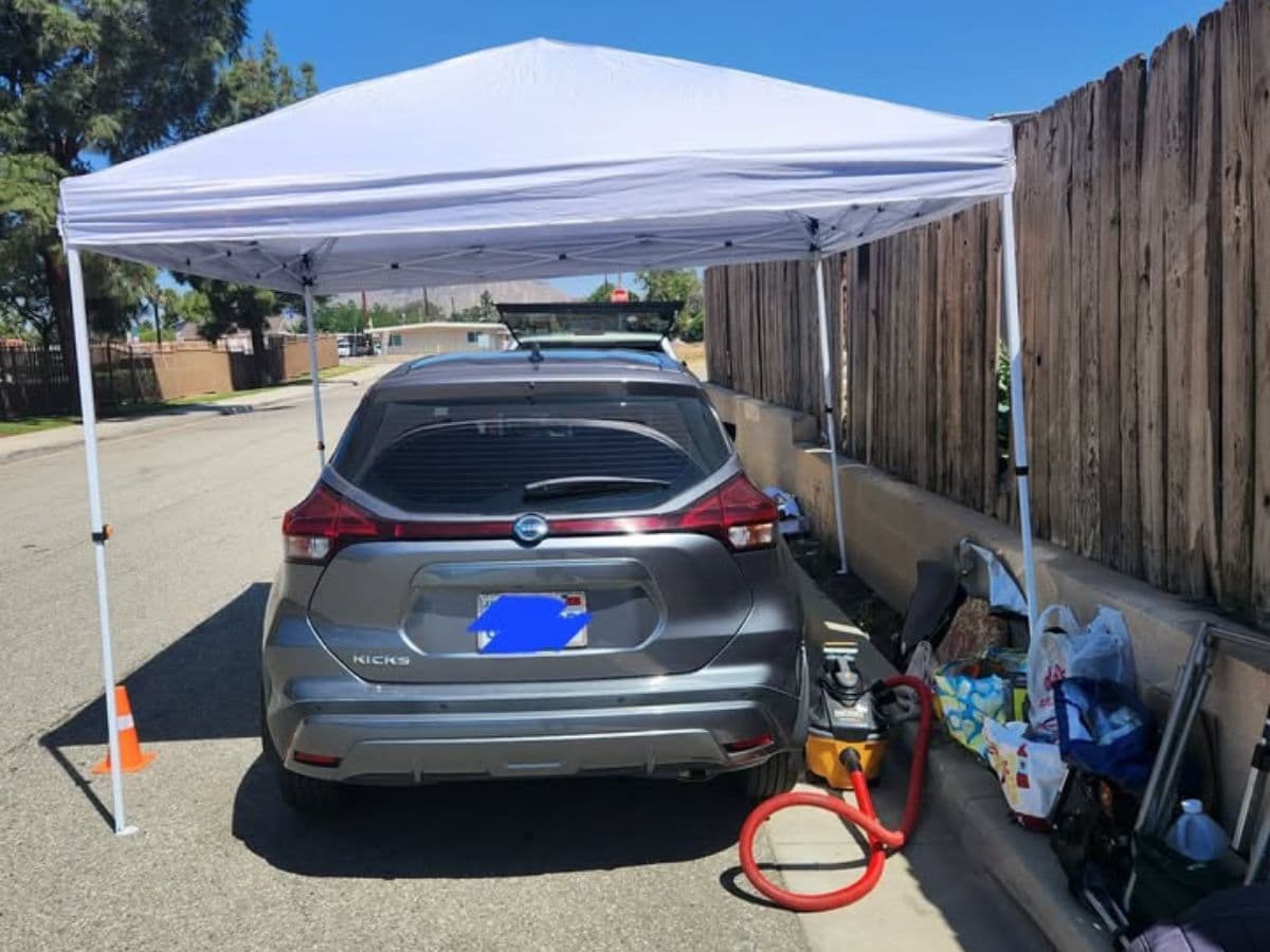 R&L mobile car wash setup at a customer's home